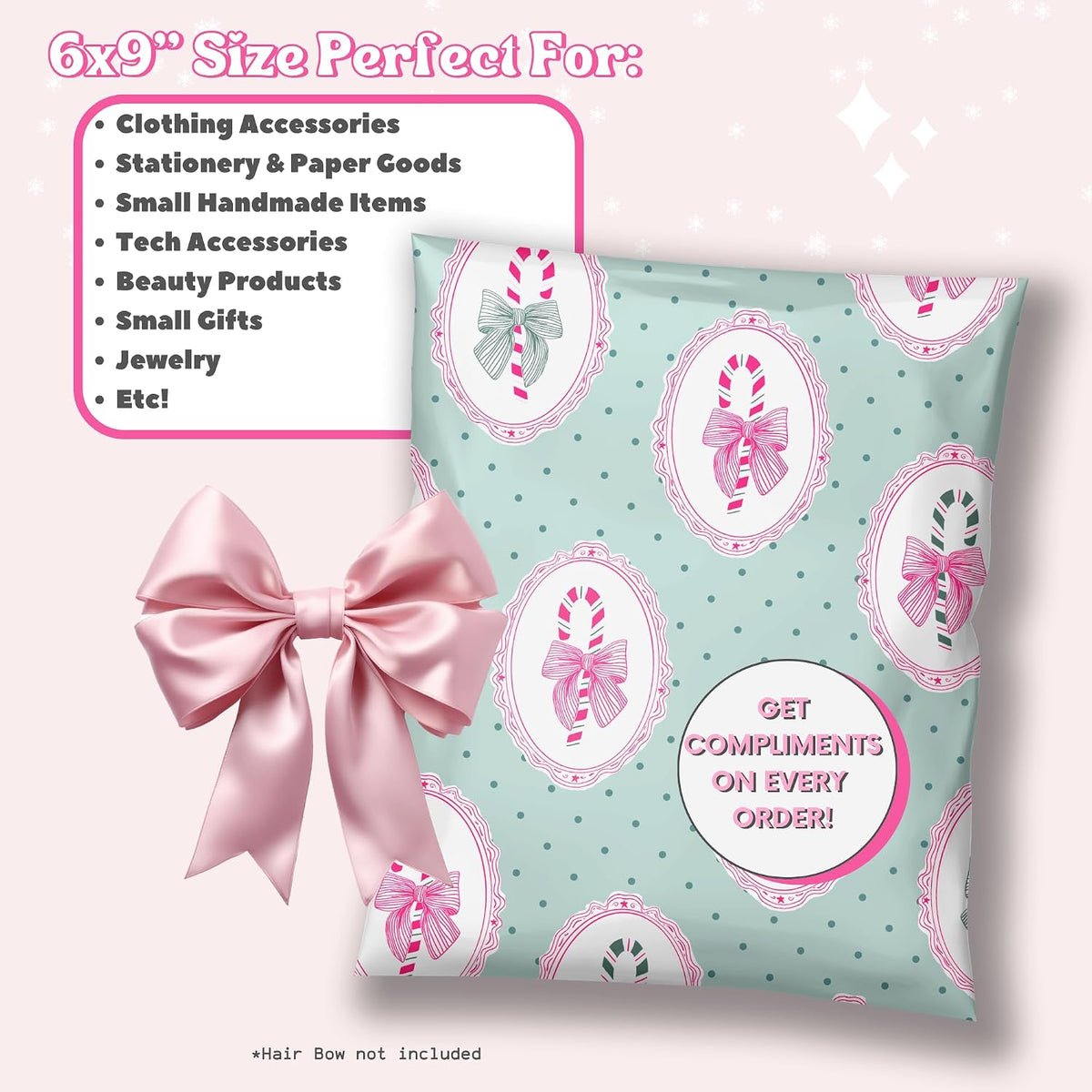 6x9 Christmas Poly Mailers- Cute Holiday Shipping Bags