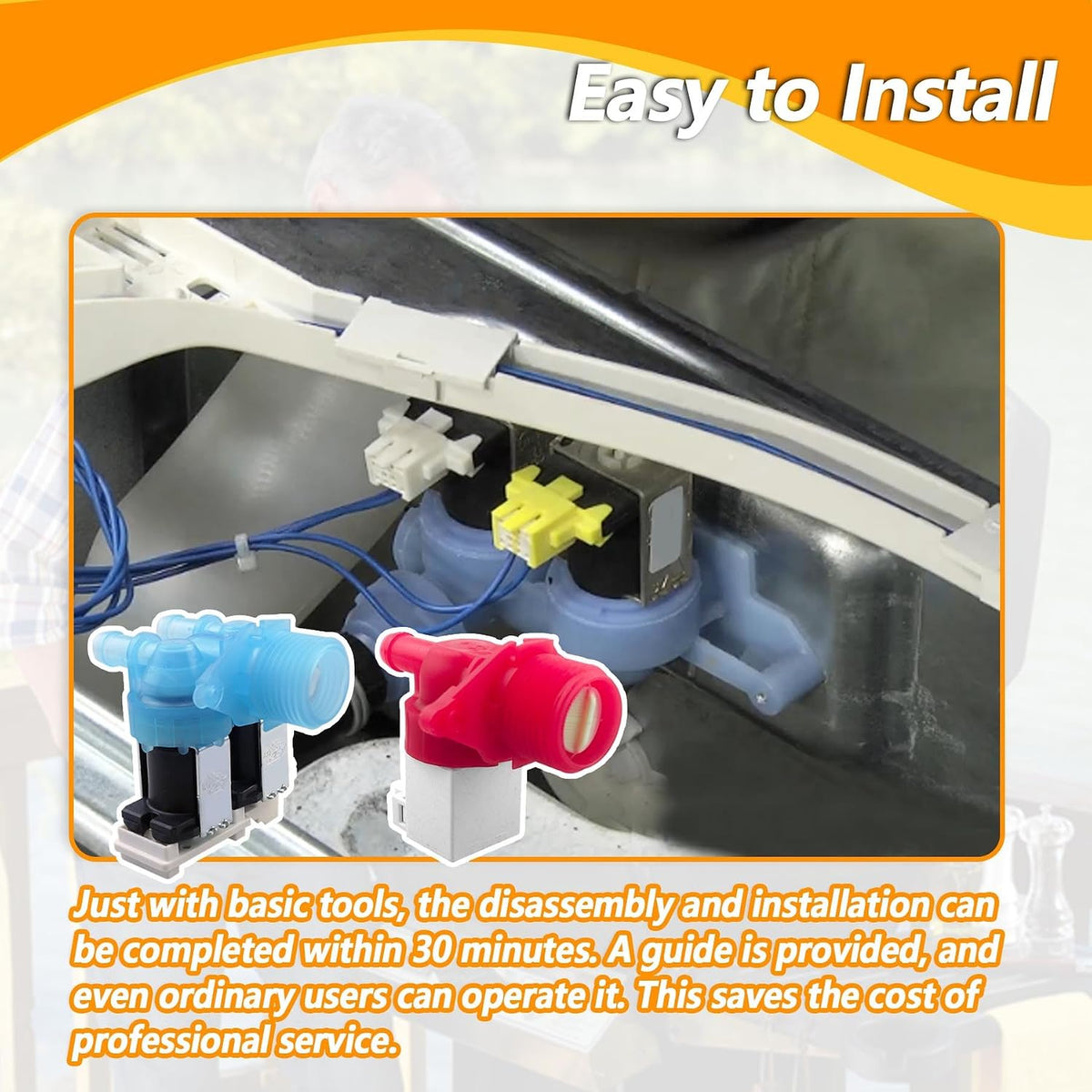 Washer Cold and Hot Water Inlet Valve Kit Fit for Whirlpool Maytag WFW9620HW3 MHW5630HW3 MHW5630HW0 WFW6620HC1 MHW6630HW2 MHW5630HC3 MHW6630HW0 MHW5630HC1 WFW5605MW1 WFW560CHW2 WFW5605MC1 MHW5630HC2