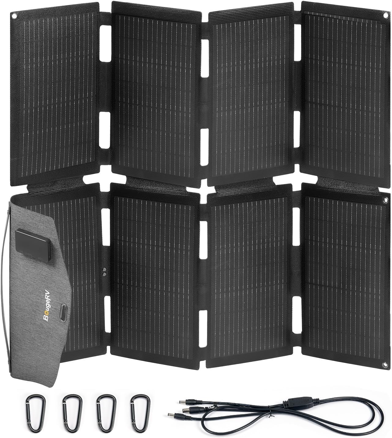 100 Watt Solar Panel, Foldable Portable Charger, Camping, Outdoor | 100W Solar Panel, Fiberglass, 4.41 lb, USB-C &