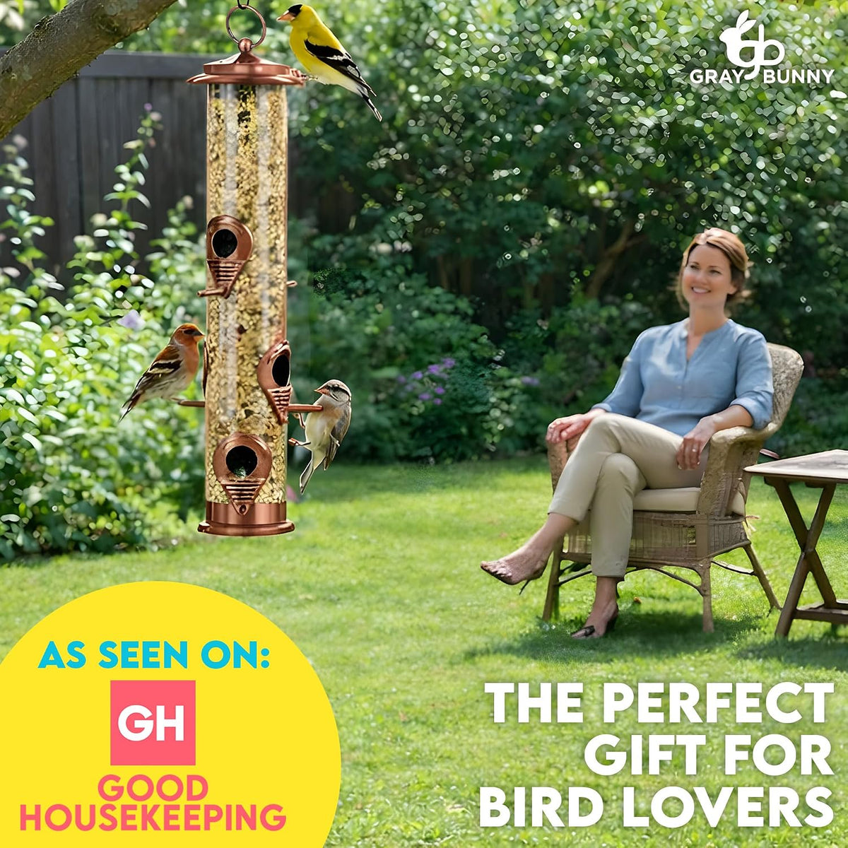 Squirrel Proof Bird Feeders for Outdoors 6 Port Metal Tube
