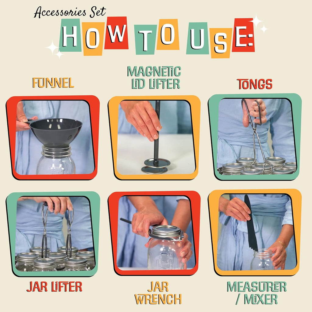 20 Quart Stainless Steel Canning Pot Set. Includes Canning Rack, Tongs, Jar Lifter, Funnel, Wrench, Lid Lifter