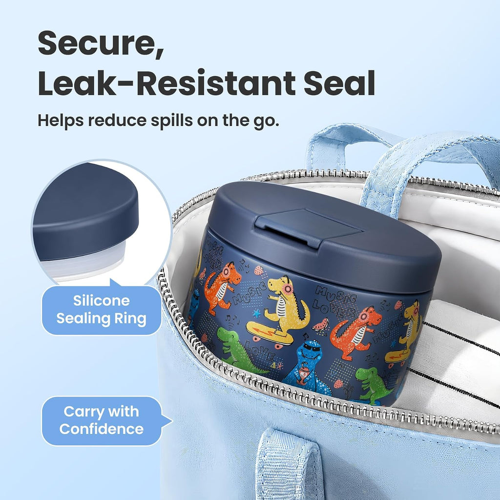 12oz Insulated Vacuum Food Jar with Buckle Lid Wide Mouth Soup Thermo for Hot Food Kids Leakproof Stainless Steel