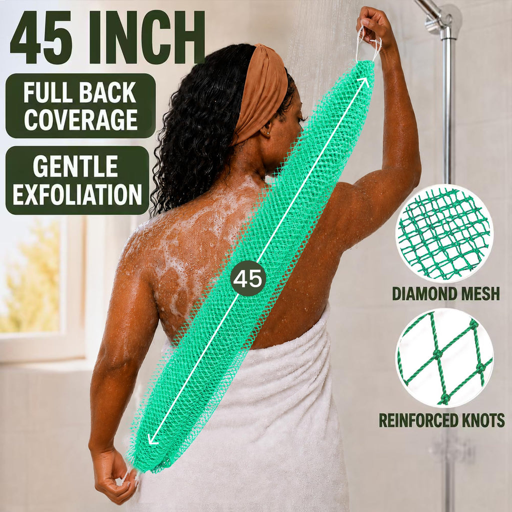 African Net Sponge, Exfoliating Body Scrubber for Back, 3 Pack