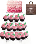 14'' Width XL Large Cupcake Stand 4 Tiered Acrylic Glass Round Cake Stand