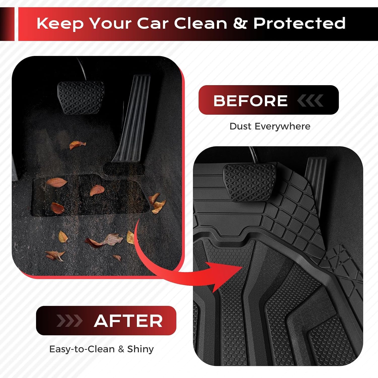 Car Mats Full Set, All Weather Car Floor Mats for Cars, Waterproof Automotive Floor Mats with Anti-Slip Backing