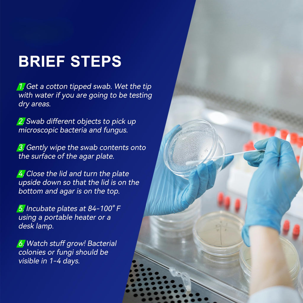 Nutrient Agar Petri Dishes Science Project Kit,10 Pre-Poured Agar Plates and Cotton Swabs for Science Experiments