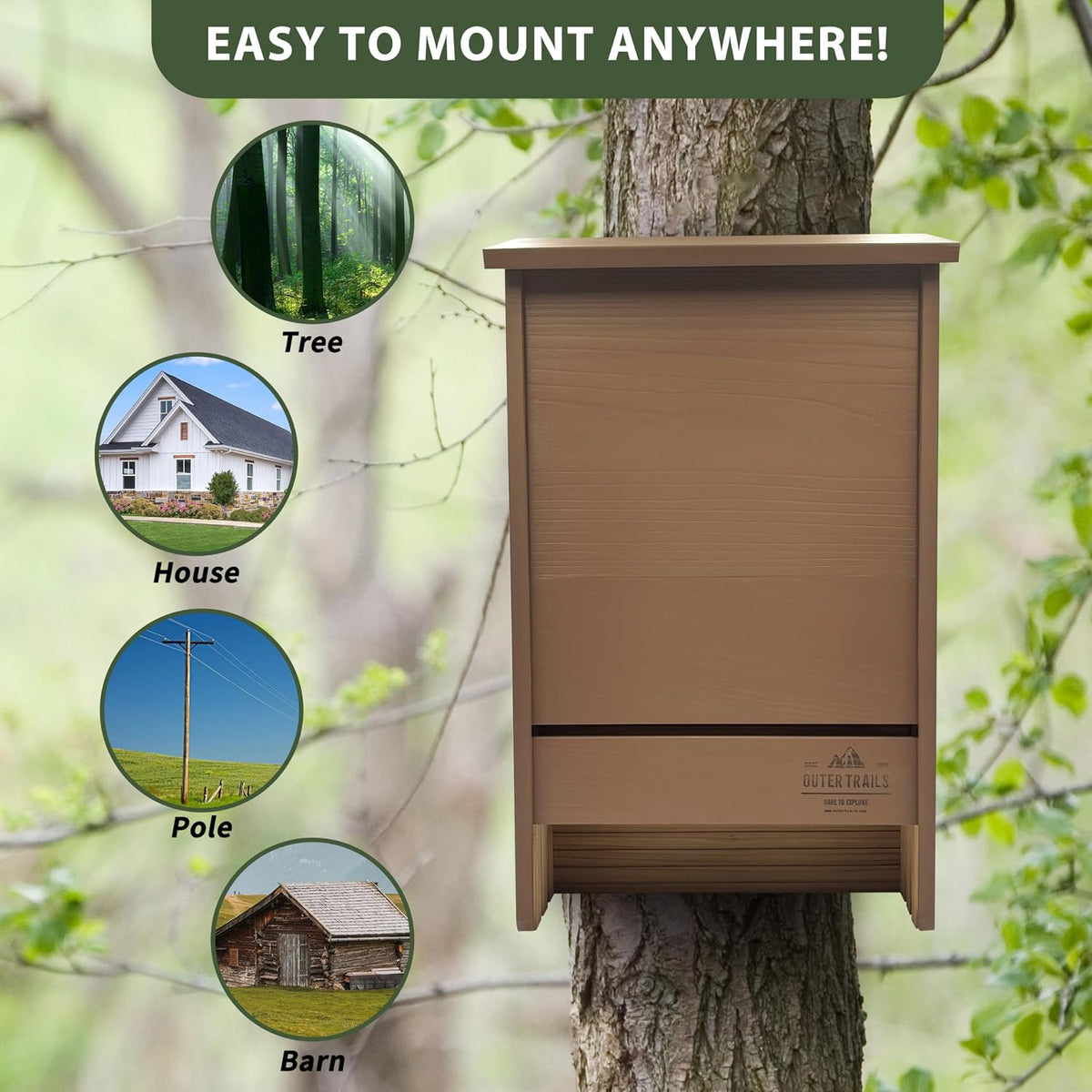 Extra Large Bat House for Outdoors, 3 Chamber, 200 Bats