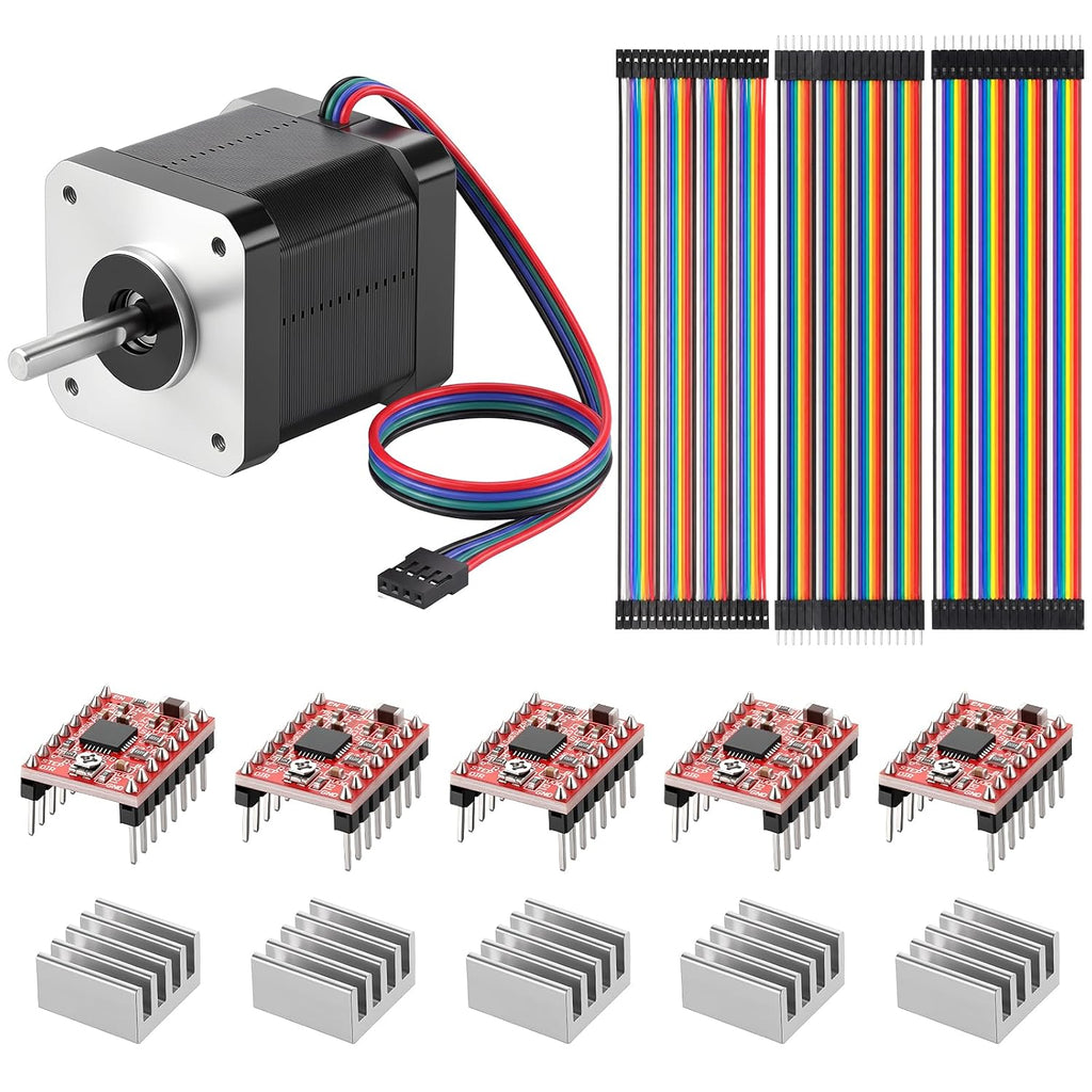 Tellegloww 9 Pcs Compatible with 3D Printer/CNC Nema 17 Stepper Motor A4988