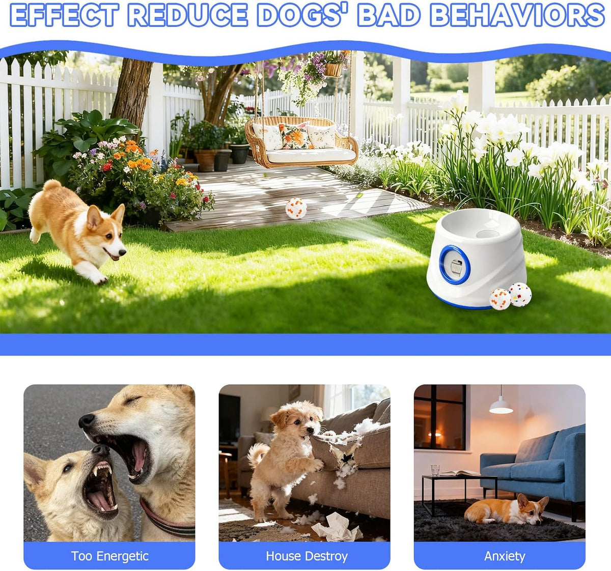 Automatic Ball Launcher for Dogs with 8 Balls - Adjustable Distance up to 50ft,Charger, Whistle & Storage Bag