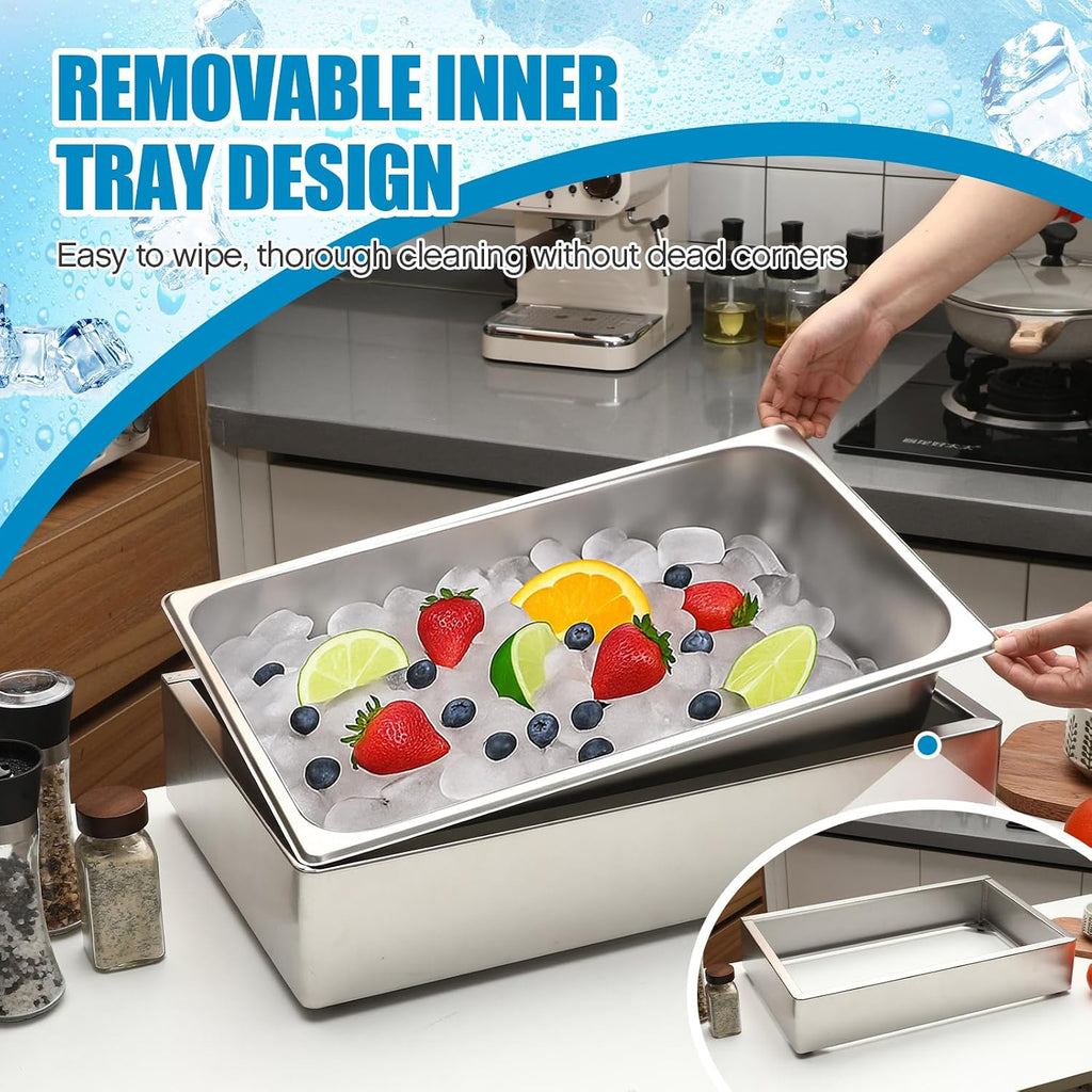 Large Ice Bin with Removable Stainless Steeltray for Party Buffet Drinks