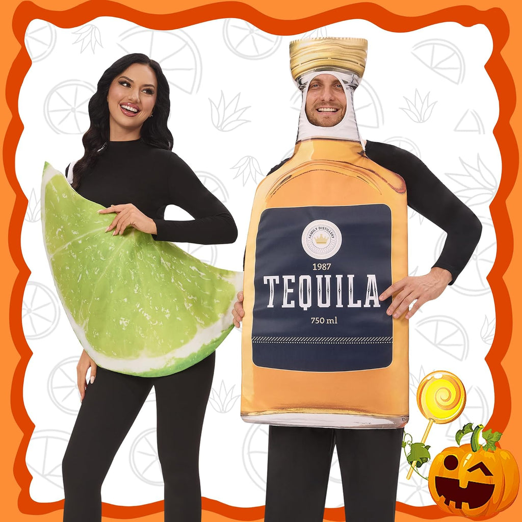 Tequila and Lime Couples Costume 2 Pcs Halloween couple costumes | Funny Margarita Costume Tequila Bottle & Lime