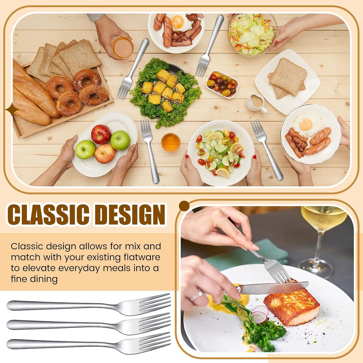 300 Pcs Stainless Steel Dinner Forks Set 8 Inch Bulk Metal Forks