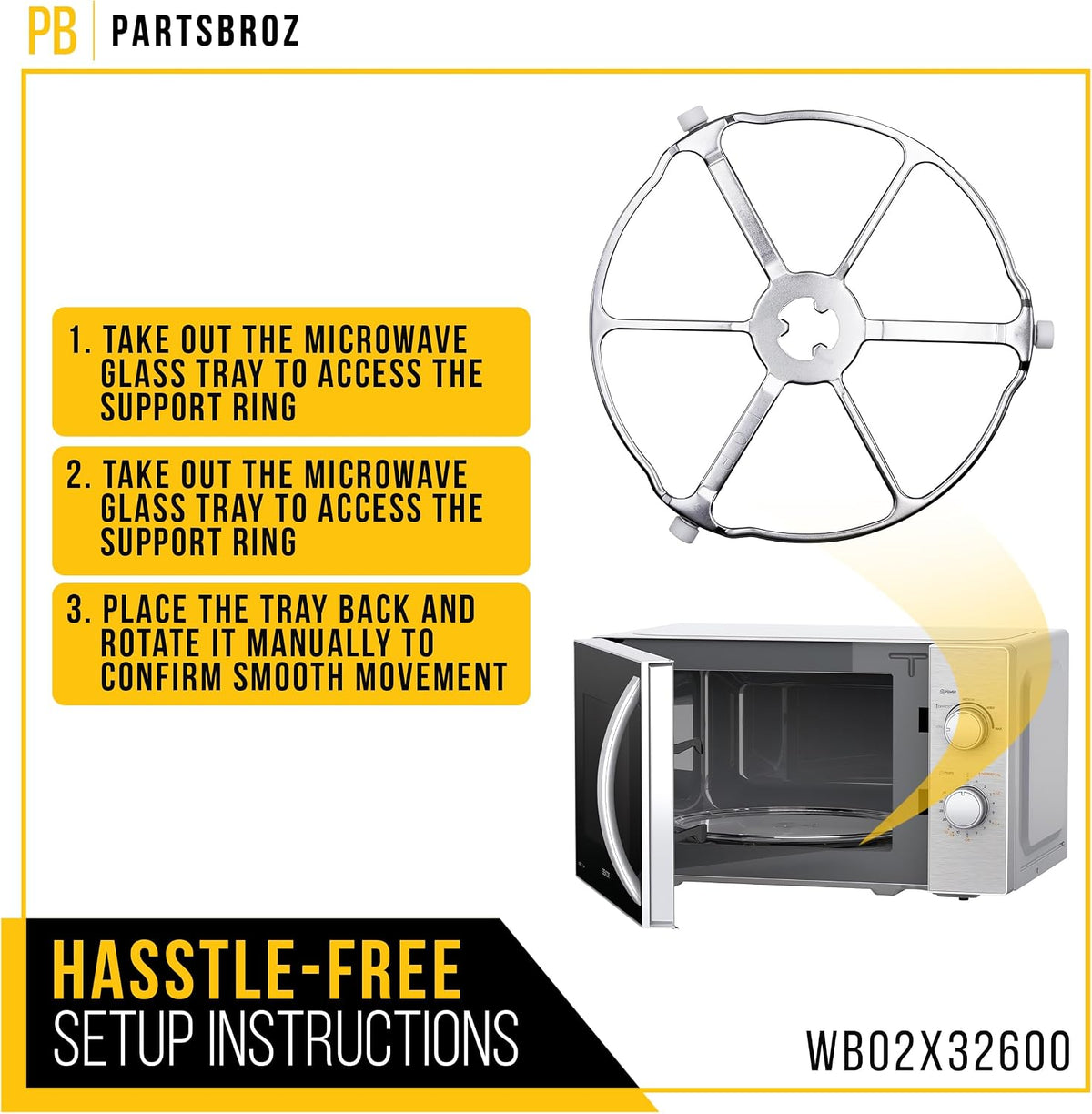 WB02X32600 Microwave Rotating Ring Tray Support Assembly for GE AP6871921