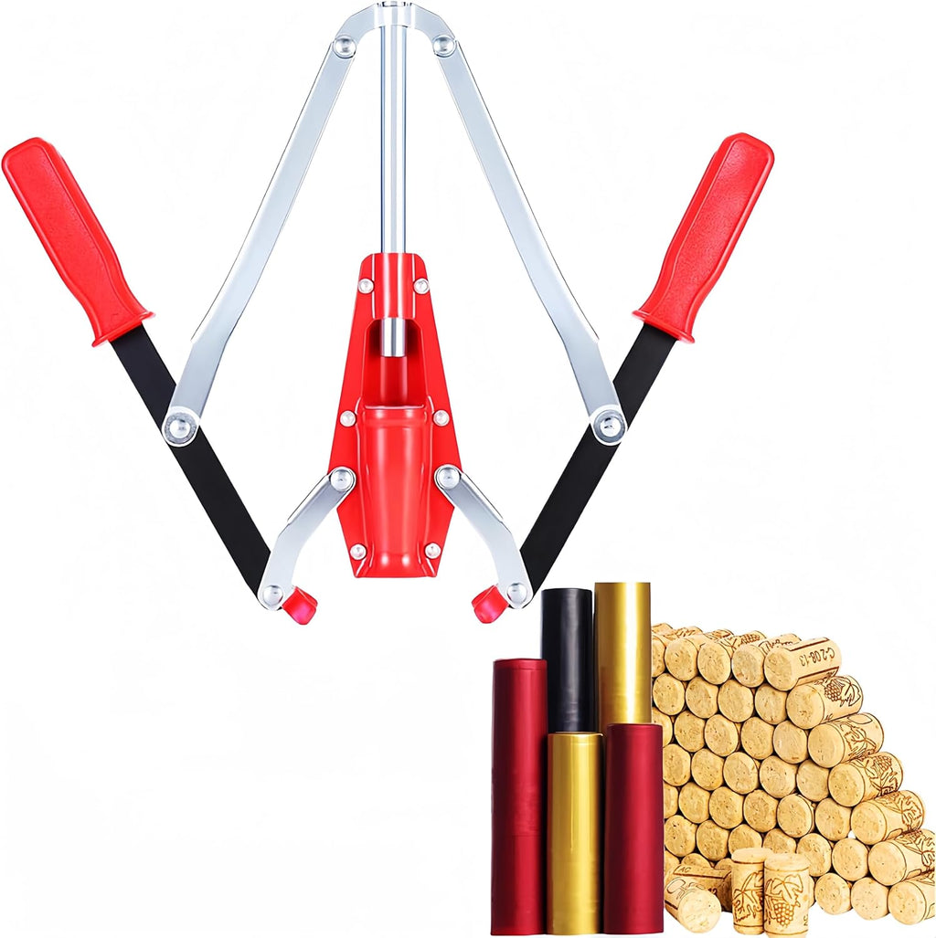 Manual Wine Bottle Sealer Kit, 30 Count Wine Corks, Metall, Red, Cylindrical