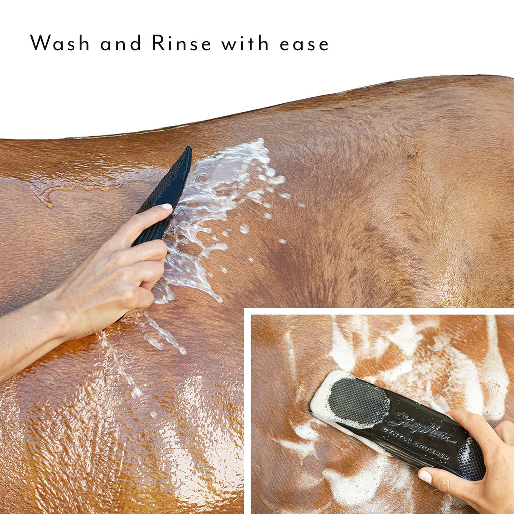 Gentle Groomer Horse Brush Shedding Grooming Massage, black