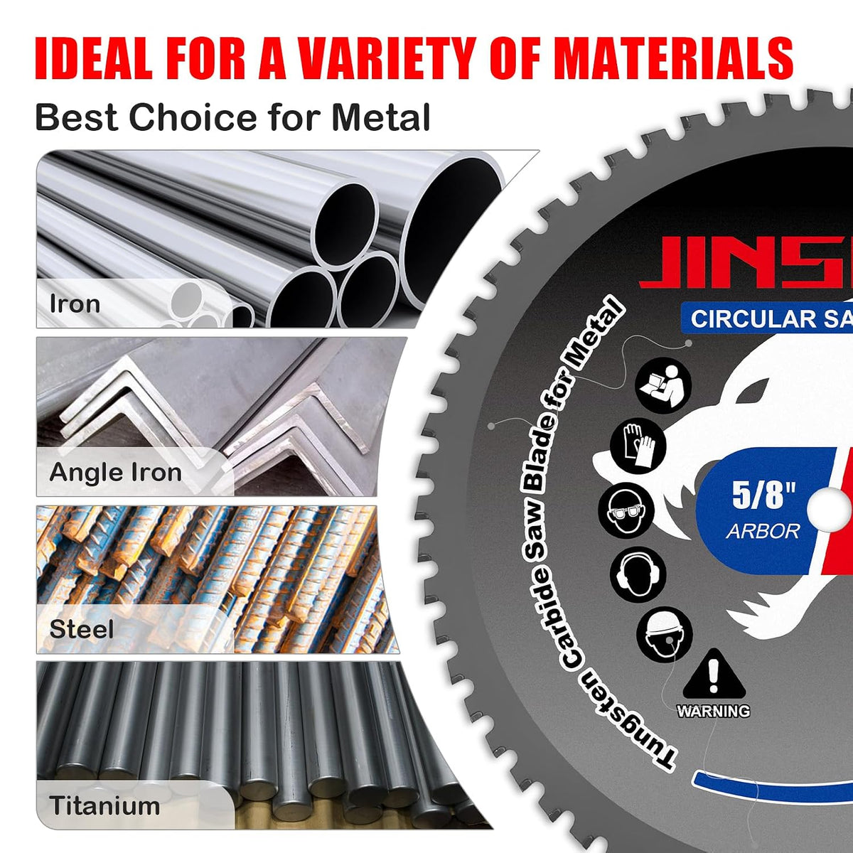 10" Table Saw Blade, TCT Metal Cutting Saw Blades with 60T