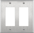 ENERLITES Decorator Switch or Receptacle Metal Wall Plate, 2-Gang, Silver