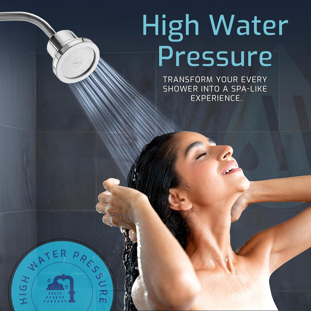 Shower Filter Head for Hard Water Improves Skin, Hair, and Nails - Large, High Output Filtered Shower Head with