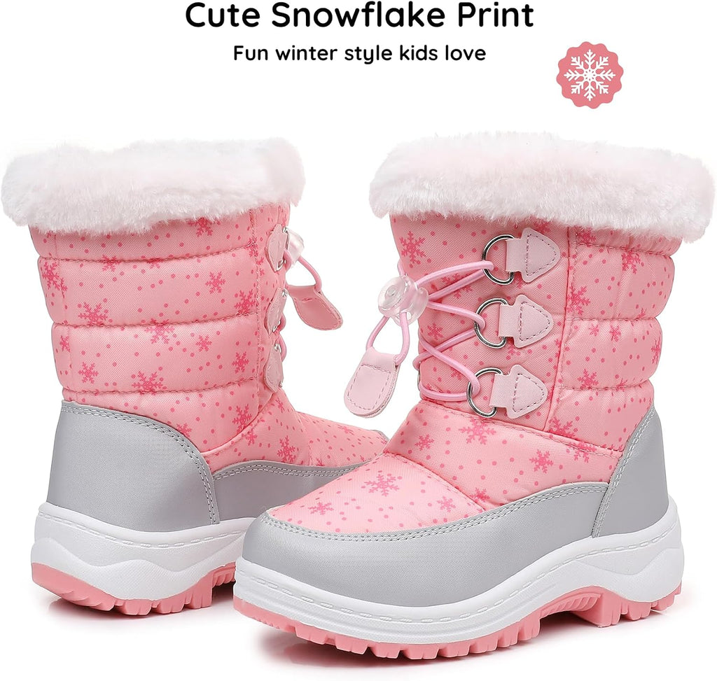 Kids Boys Girls Snow Boots Warm Winter Boots Water-resistant | Toddler/Little Kid,Water-Resistant,Side Zipper,Thick