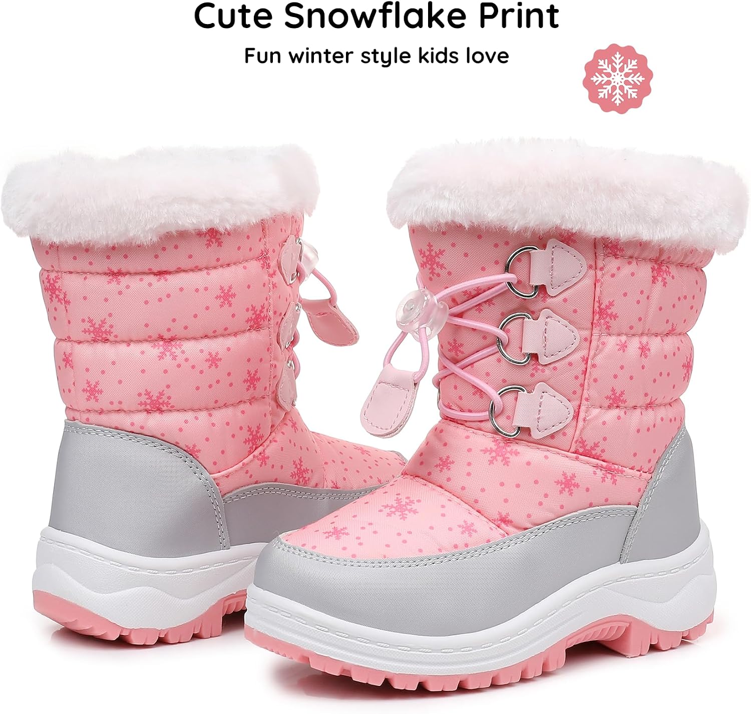 Kids Boys Girls Snow Boots Warm Winter Boots Water-resistant | Toddler/Little Kid,Water-Resistant,Side Zipper,Thick