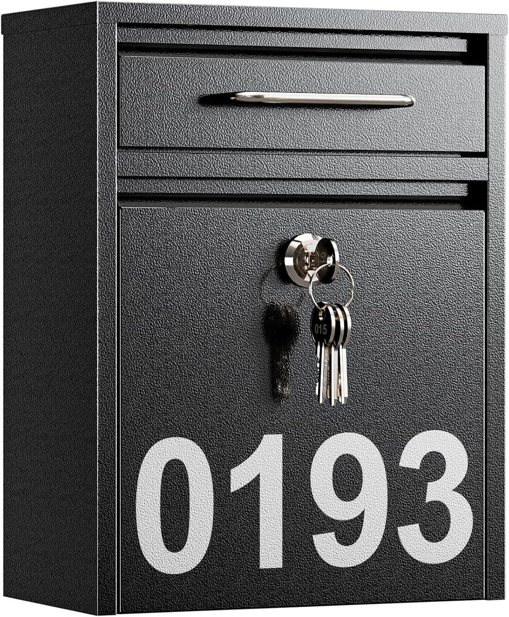 Mailbox for Outside Wall Mount, Heavy Duty Rustproof, Anti-Theft Locking Mailbox with 4 Keys, Weatherproof for