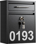 Mailbox for Outside Wall Mount, Heavy Duty Rustproof, Anti-Theft Locking Mailbox with 4 Keys, Weatherproof for