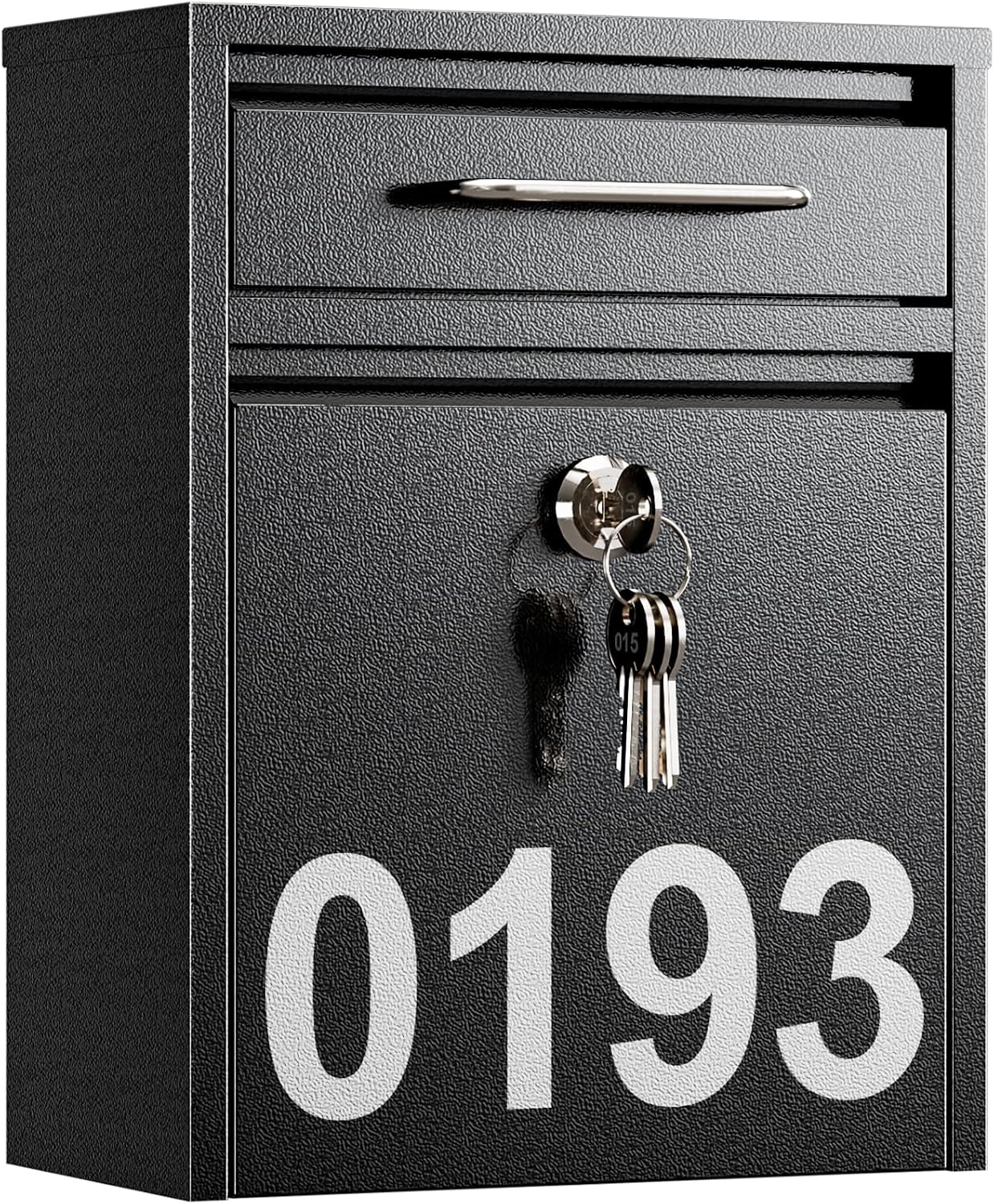 Mailbox for Outside Wall Mount, Heavy Duty Rustproof, Anti-Theft Locking Mailbox with 4 Keys, Weatherproof for