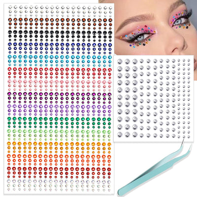 Face Gems Hair Gems, Self-Adhesive Face Jewels Eye Jewels Rhinestones 3/4/5/6 mm DIY Face Gems Stick on, Hair Body