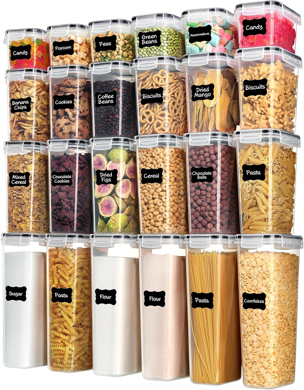 Airtight Food Storage Containers with Lids, Vtopmart 24 pcs Plastic Kitchen and Pantry Organization Canisters for