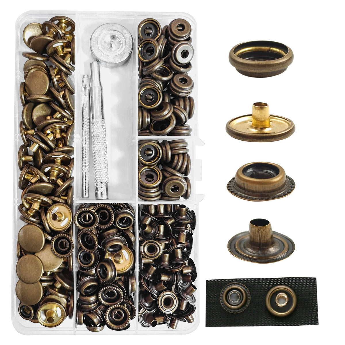 320PCS Snap Button, 15mm Snap Fasteners Kit
