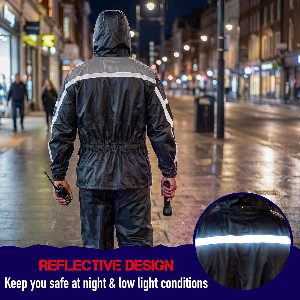 Waterproof Motorcycle Rain Suit, 2-Piece Reflective Gear, Lightweight Riding Jacket & Pants, Protective Raincoat with