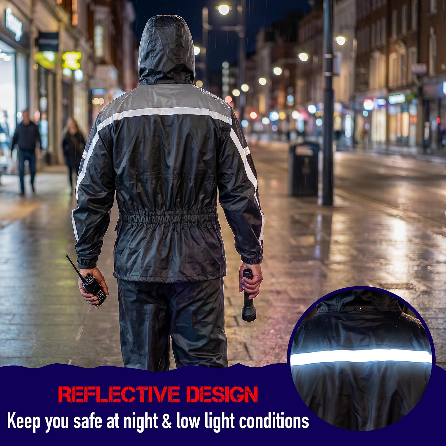 Waterproof Motorcycle Rain Suit, 2-Piece Reflective Gear, Lightweight Riding Jacket & Pants, Protective Raincoat with