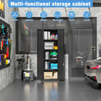 24" W Slim Metal Garage Storage Cabinet, Black