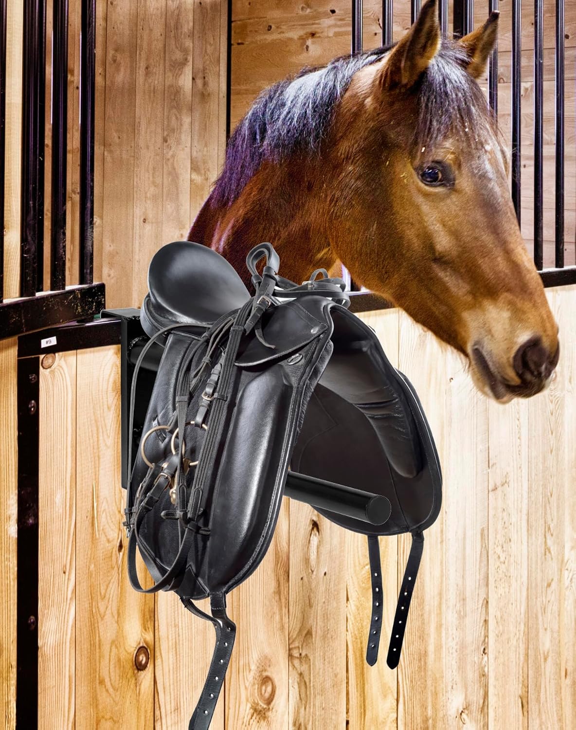 Removable Double Saddle Rack,Black - PVC Coated - One Size