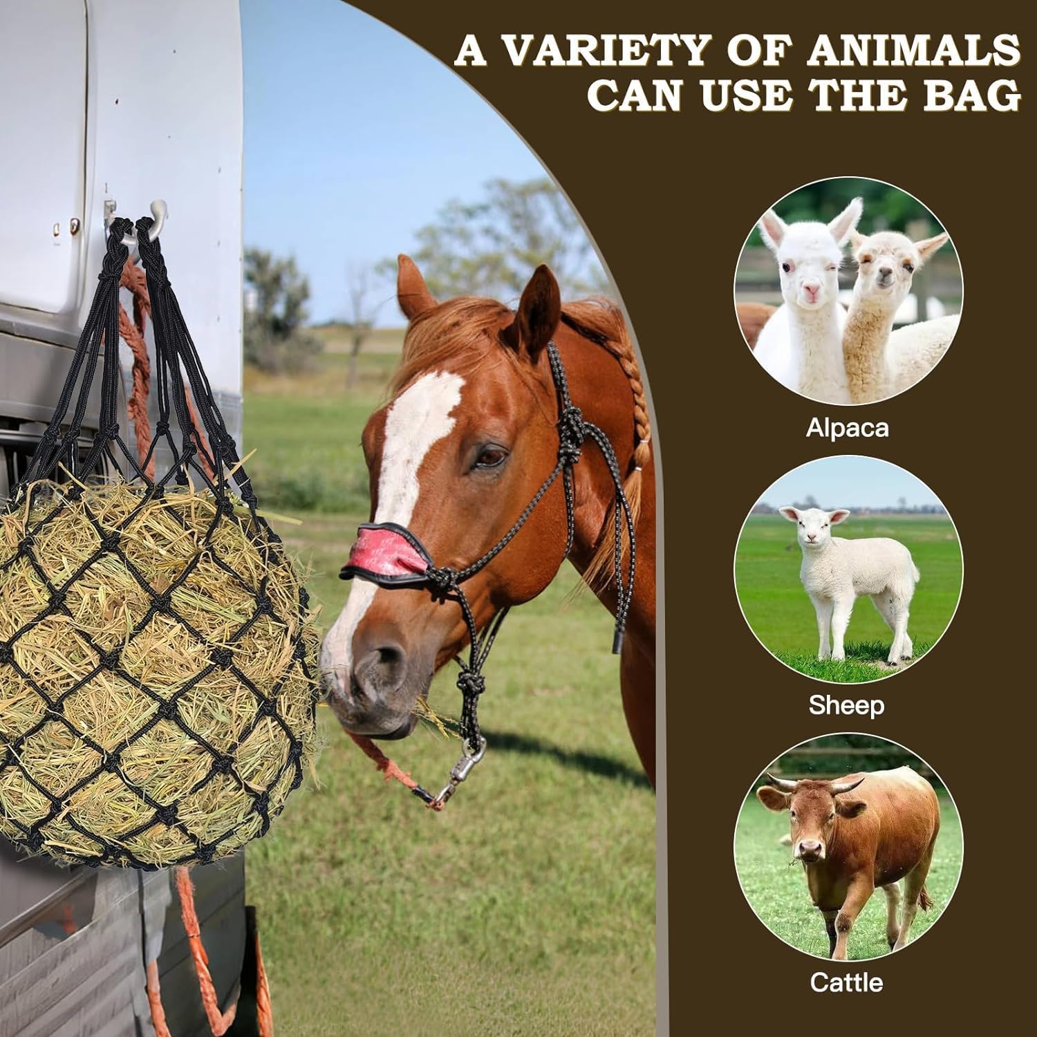 Hay Net for Horses,Slow Feed Hay Bag for Horses Goat Sheep