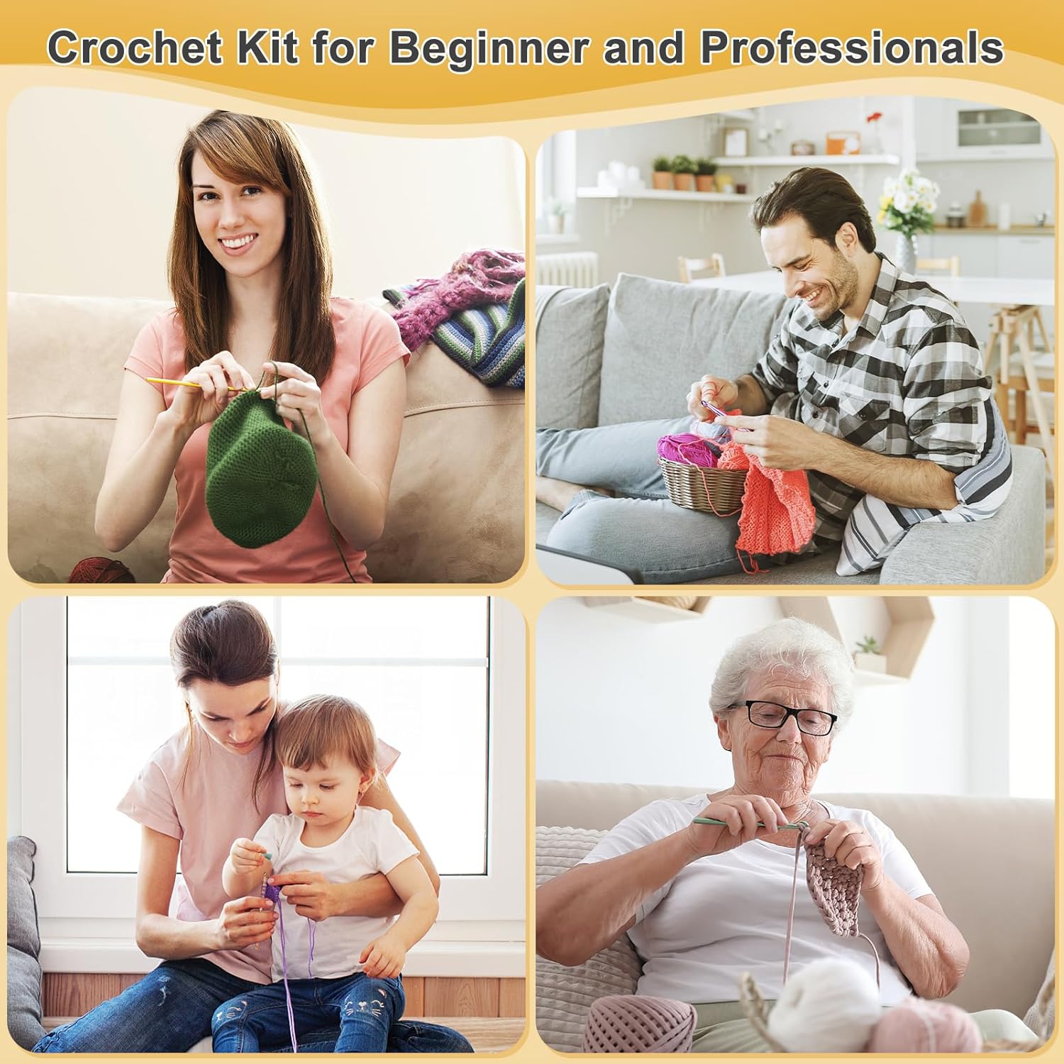 Crochet Yarn for Crocheting, Aeelike 1093 Yards Acrylic Yarn for Knitting,Full Crochet Kits for Beginners and