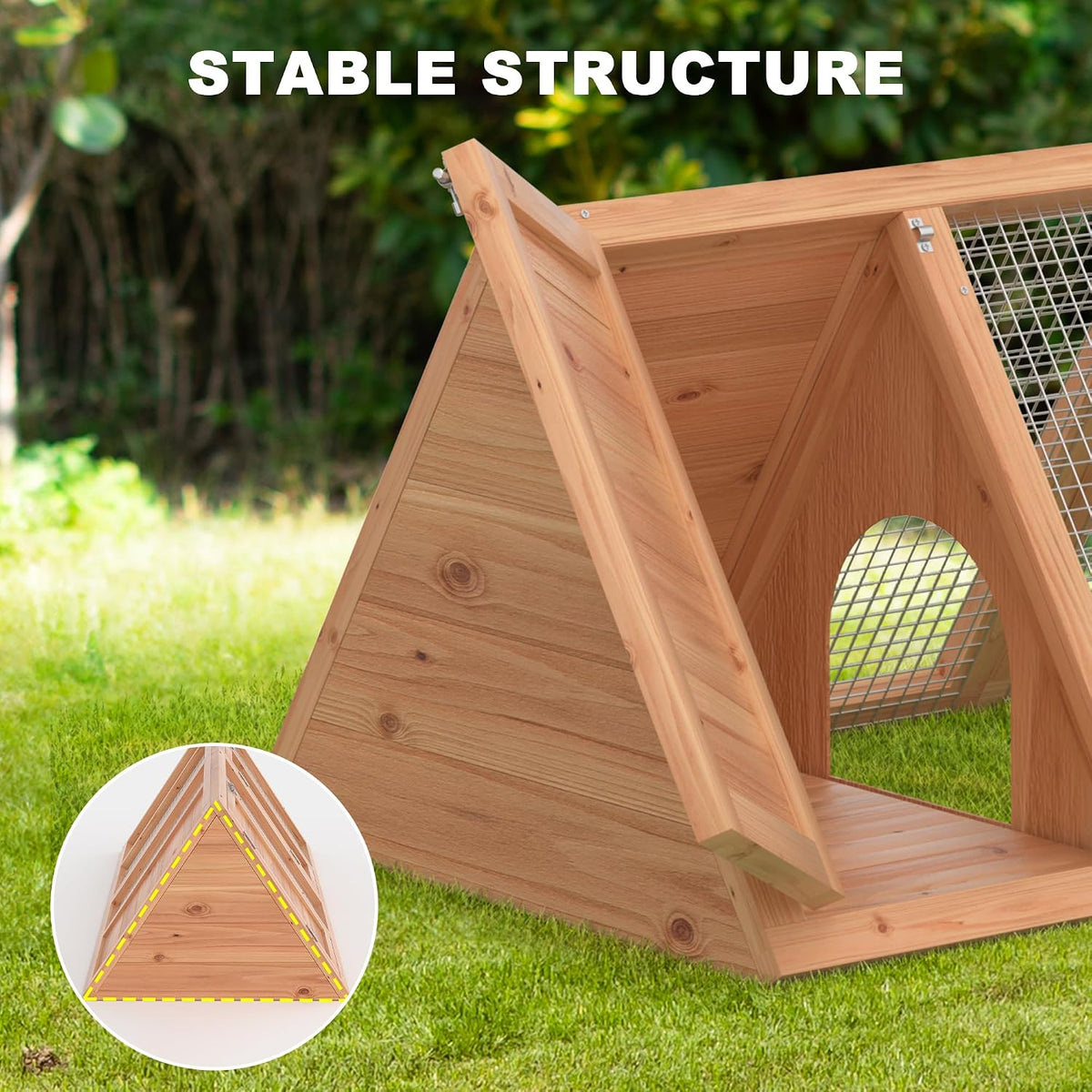 Small Chicken Coop, Wooden Rabbit Hutch Outdoor(Natural Wood)