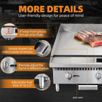 48" Commercial Countertop Griddle, 4 Burners Gas Griddle, 120000 BTU Output, Stainless Steel Flat Top Grill Hot Plate