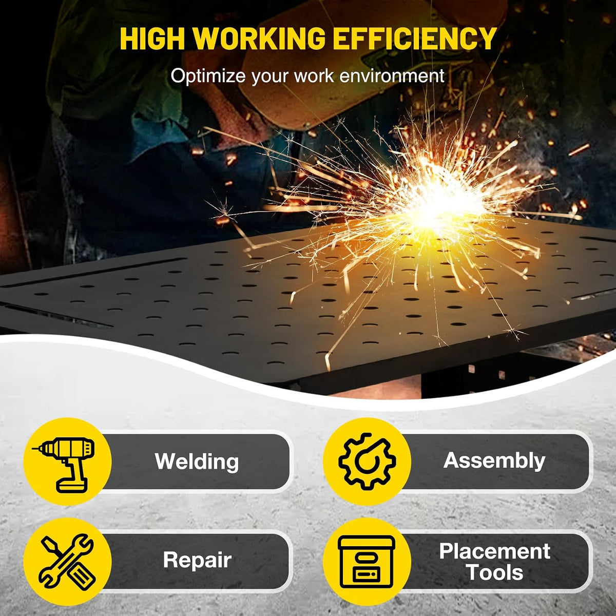 Heavy Duty 36" X 24" Mobile Welding Table with Carbon Steel Frame | Welding Workbench With Locking Casters, 1200lbs
