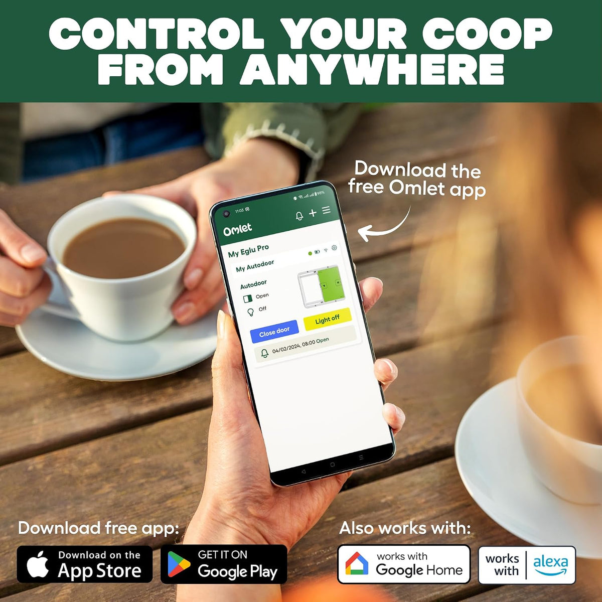 Smart Automatic Chicken Coop Door Opener | WiFi & App Control | Light Sensor or Timer | Built-in Safety Sensors |