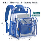 Clear Backpack for School - 17 inch Heavy Duty Bookbag, Bright Blue
