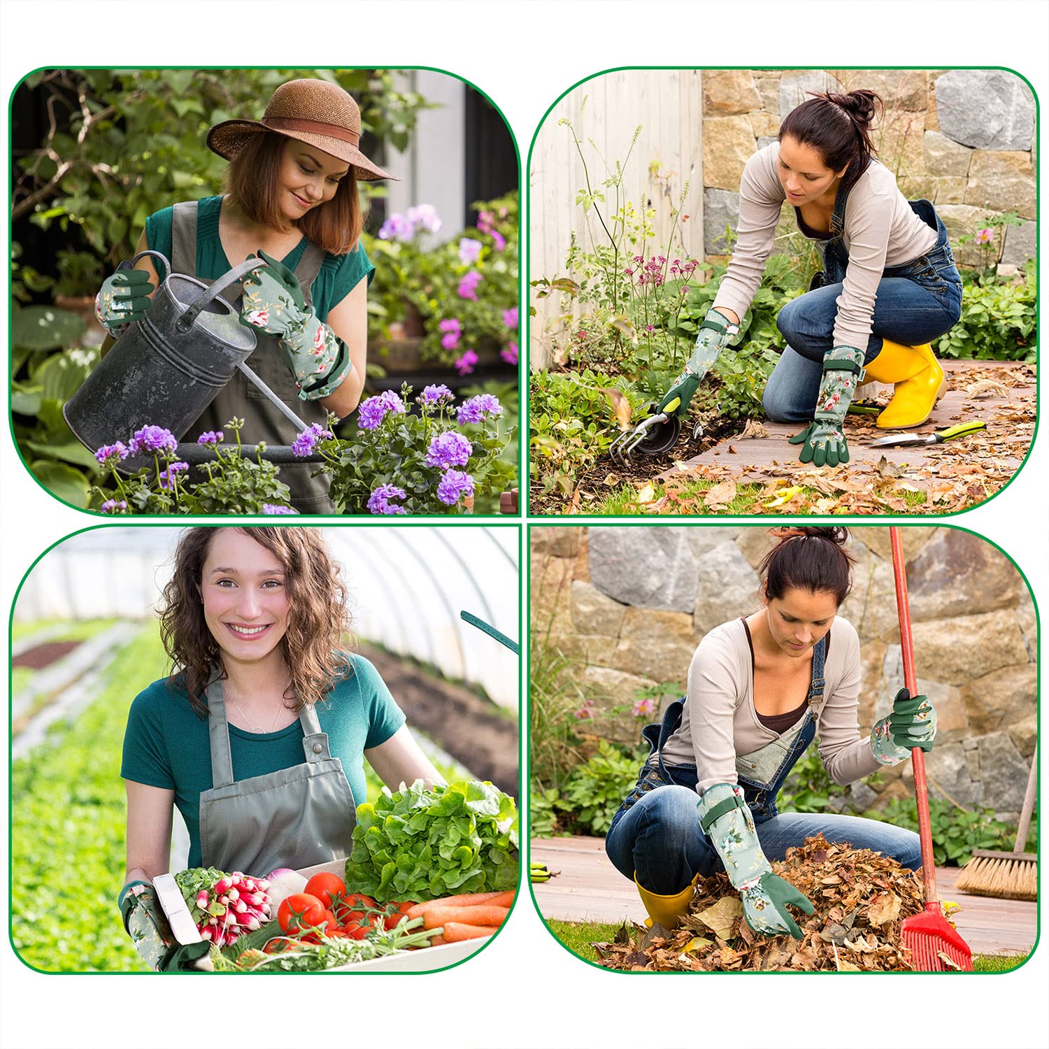Gardening Gloves, Durable and Comfortable Women's Long Garden Gloves for Gardening Work and Yard Work, Leather