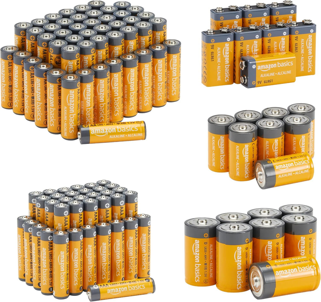 108 Count Alkaline Batteries Super Value Pack, Variety Assortment - 48 AA, 36 AAA, 8 C, 8 D, 8 9Volt