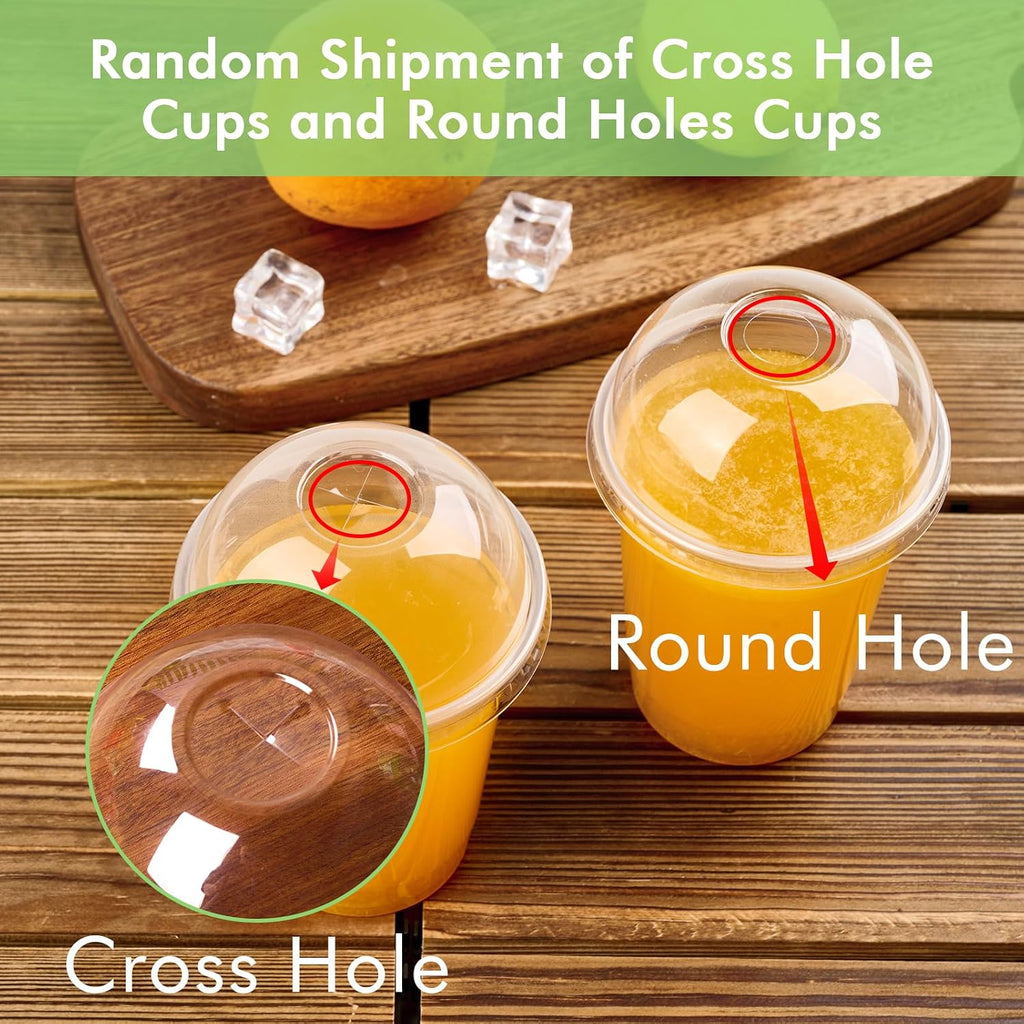 200 Pack 16 oz Clear Plastic Cups with Dome Lids, Cold Cups