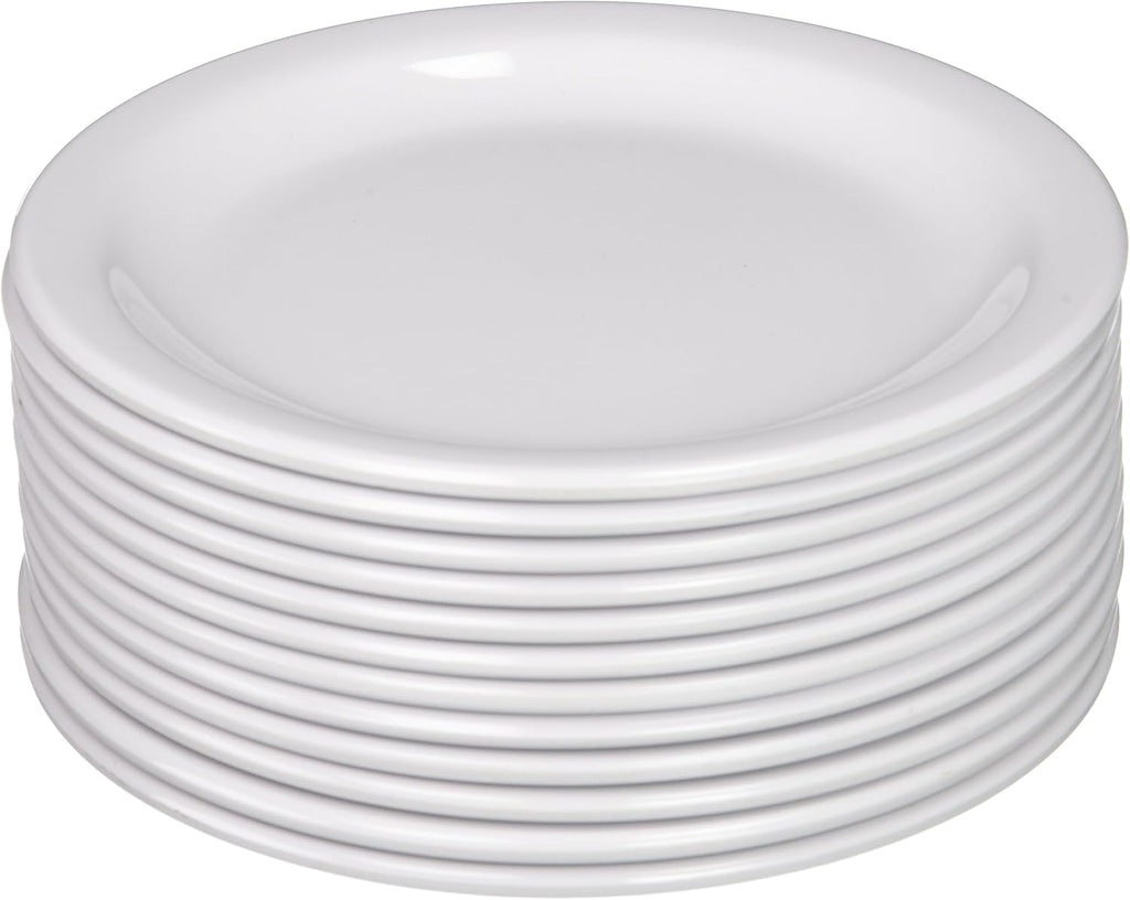 MMPR-6W Round Melamine Plate, 6.5-Inch, White ( 12 Count ),Medium