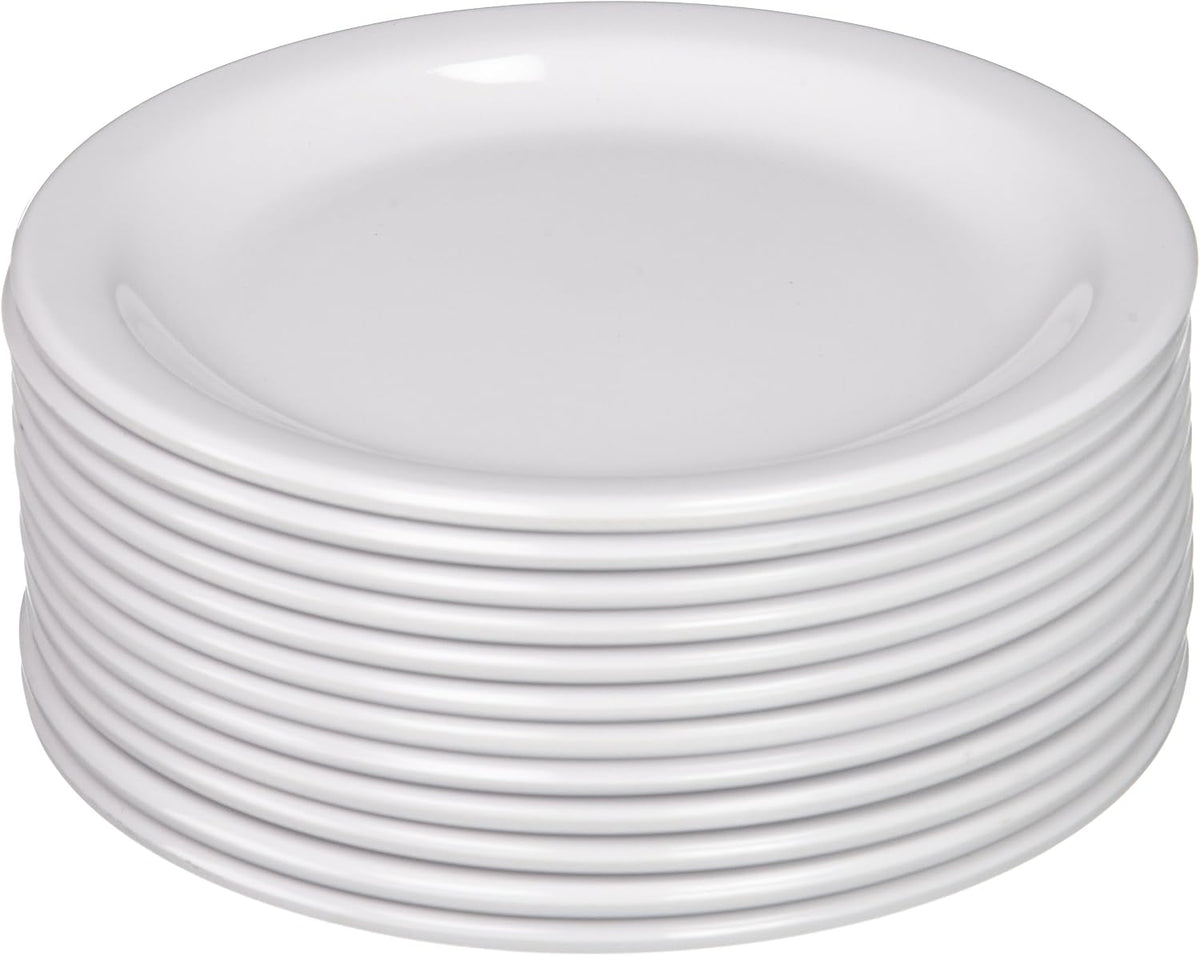 MMPR-6W Round Melamine Plate, 6.5-Inch, White ( 12 Count ),Medium