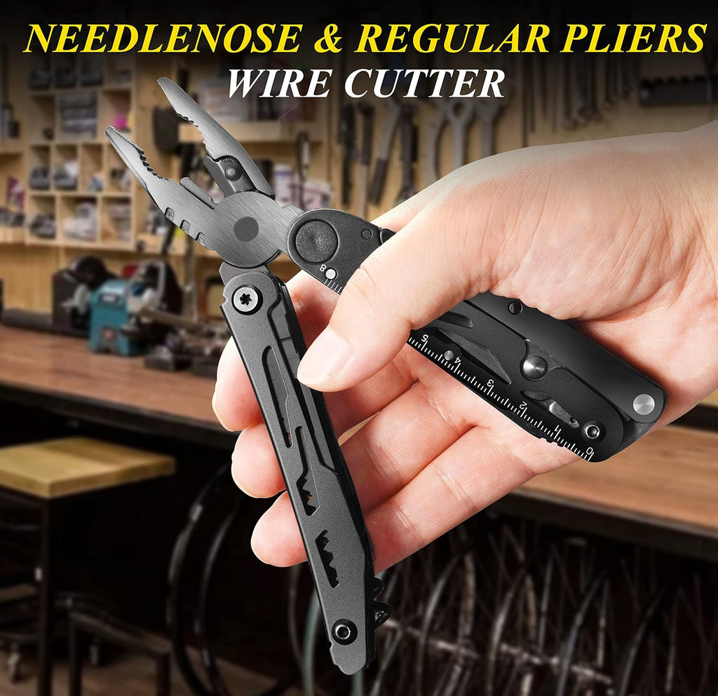 18-in-1 Multitool Pocket Knife with Pliers, Saw, Corkscrew & Detachable Scissors, Multi Tool with Safety Lock, 9