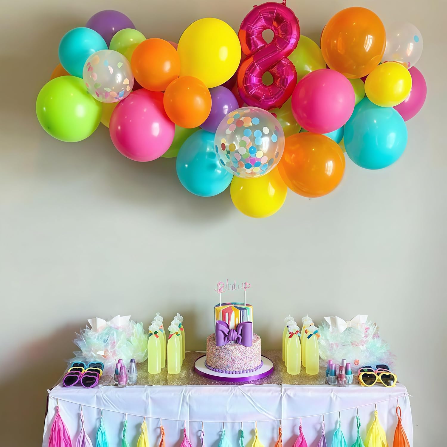 Multicolor Neon Balloon Arch Garland Kit, Assorted Color Blue Purple Orange Green Pink Green Gold Rainbow Balloon