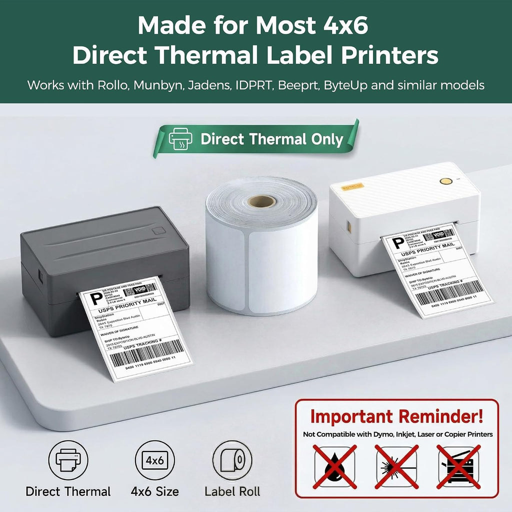 4x6 Thermal Labels, 500 per Roll,Shipping Labels for Small Business