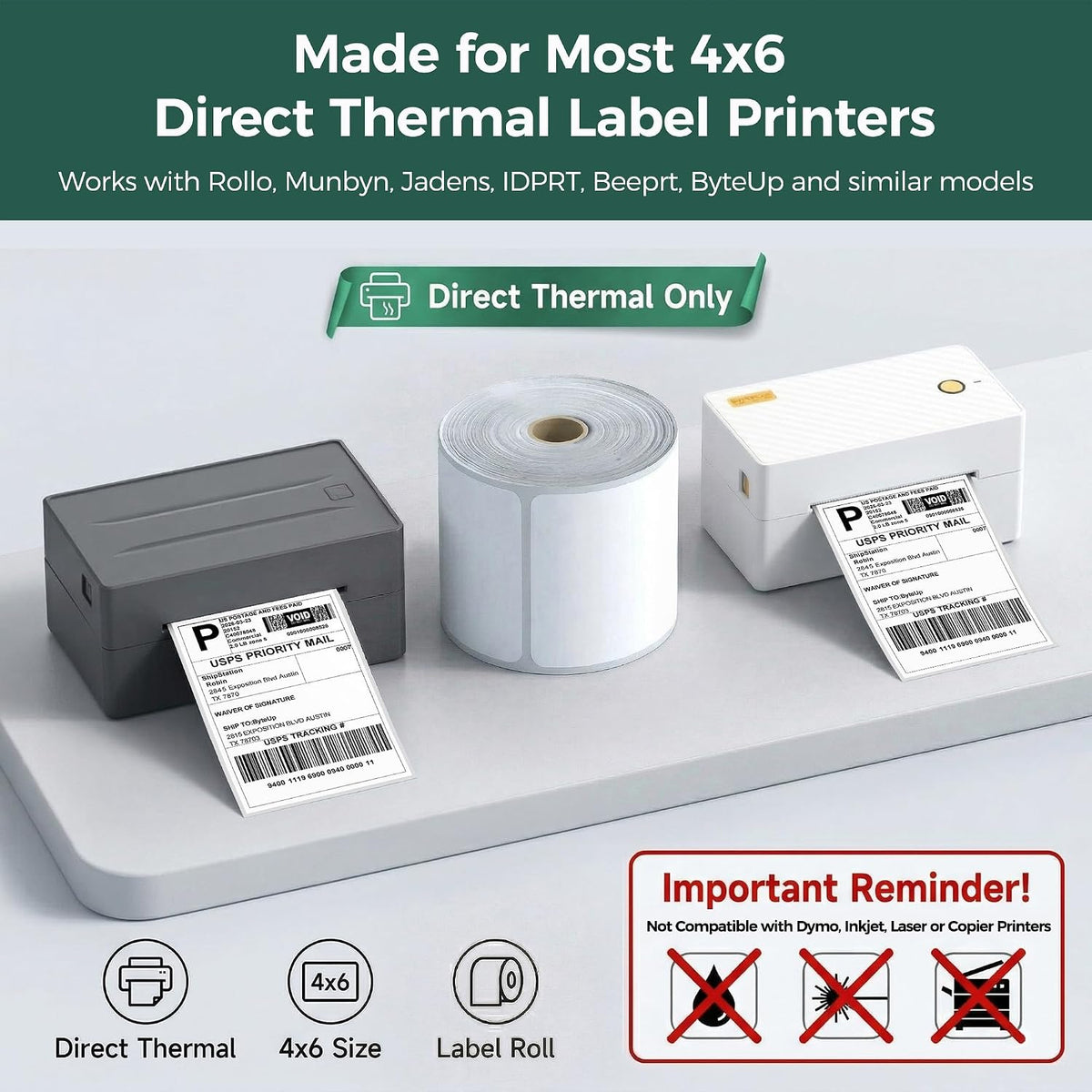 4x6 Thermal Labels, 500 per Roll,Shipping Labels for Small Business